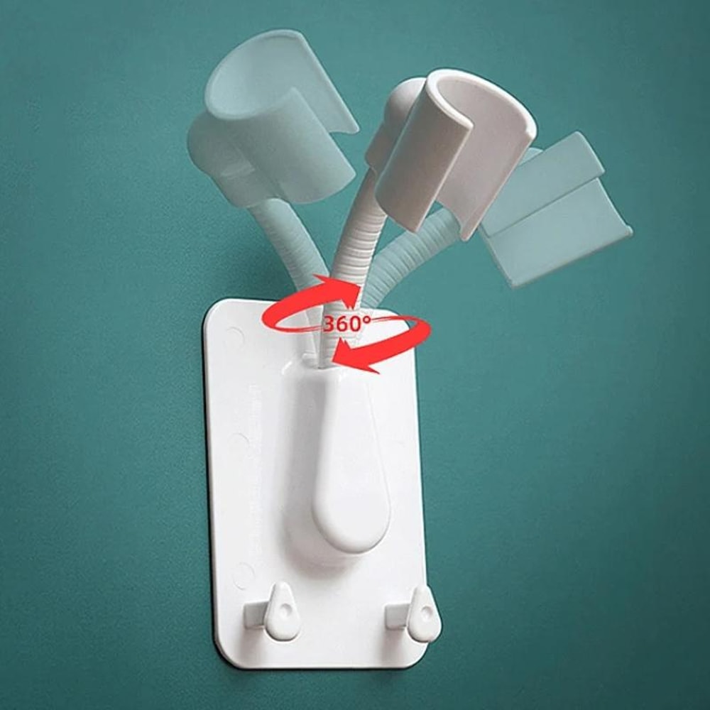 No Drill Adjustable Shower Shelf With Rotating Bathroom Organizer Hook 1