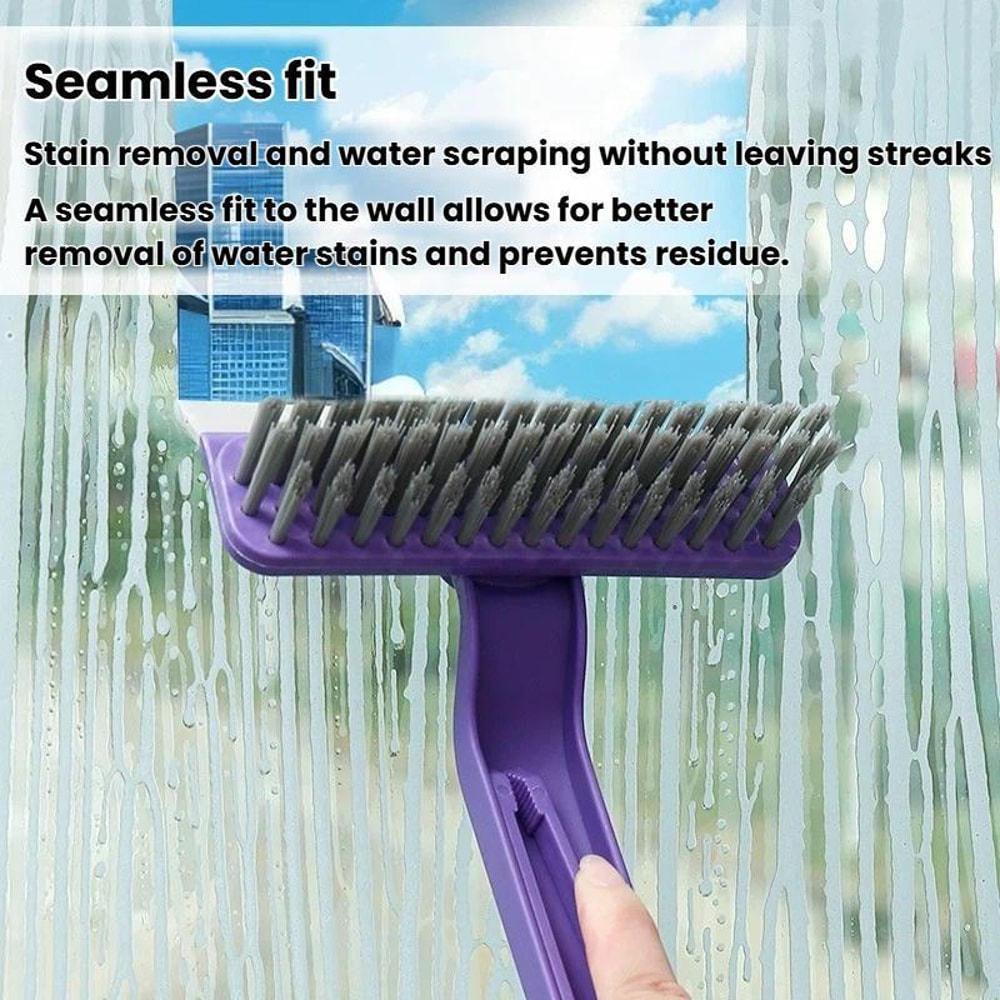 Rotatable Gap Cleaning Brush And Glass Scraper For Bathroom Tile And Window Tracks 1