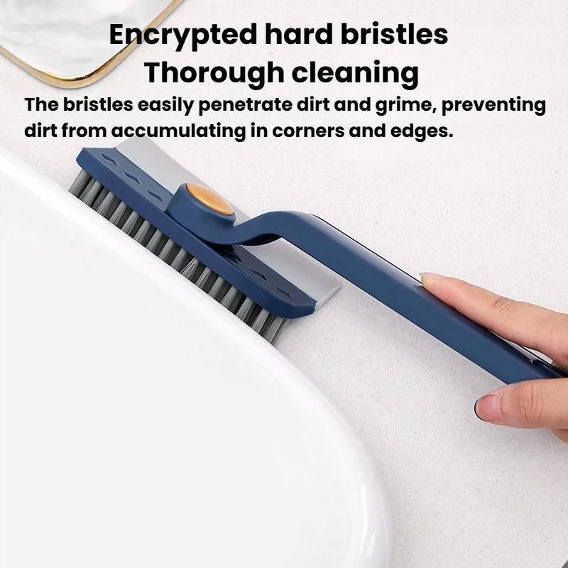 Rotatable Gap Cleaning Brush And Glass Scraper For Bathroom Tile And Window Tracks 4