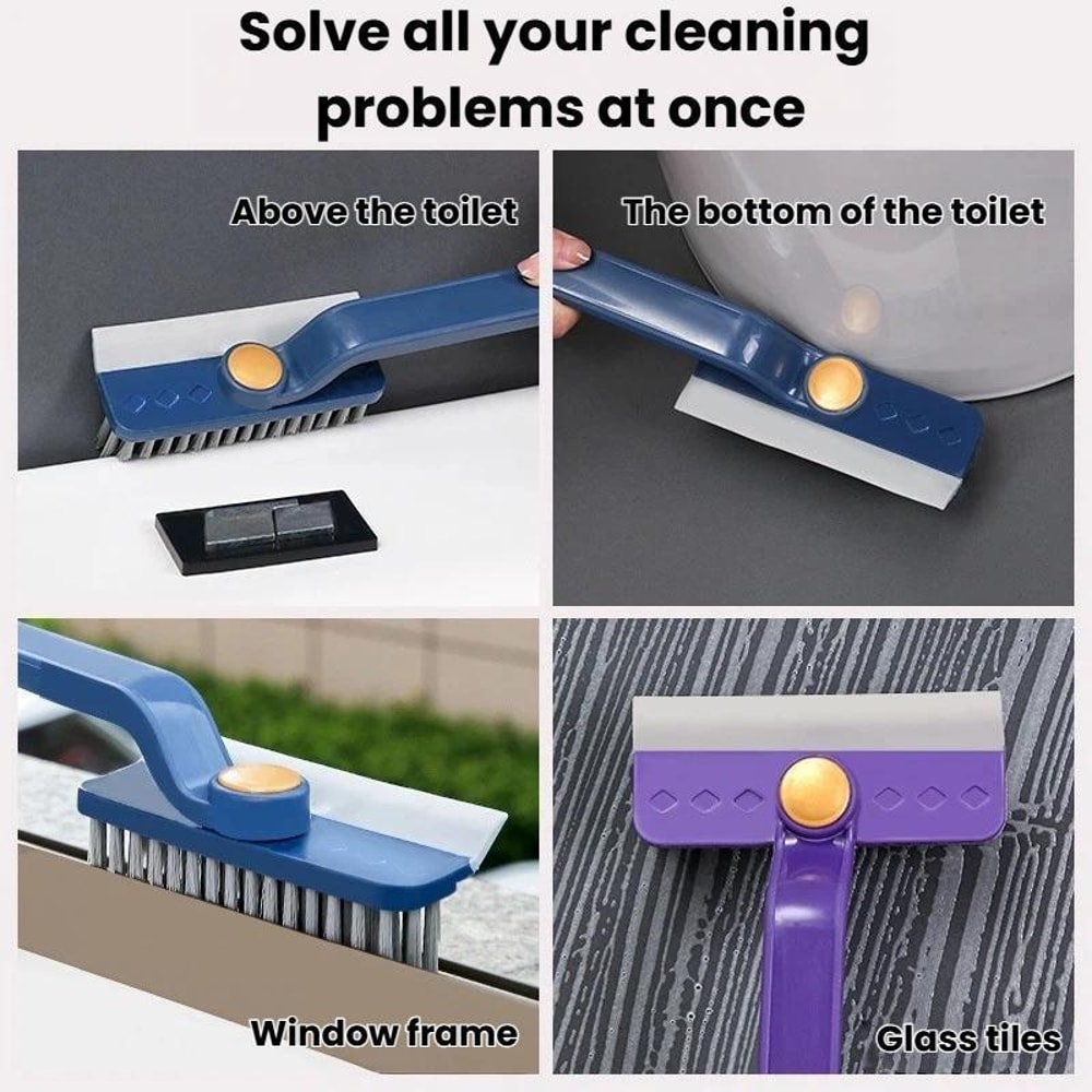 Rotatable Gap Cleaning Brush And Glass Scraper For Bathroom Tile And Window Tracks 6