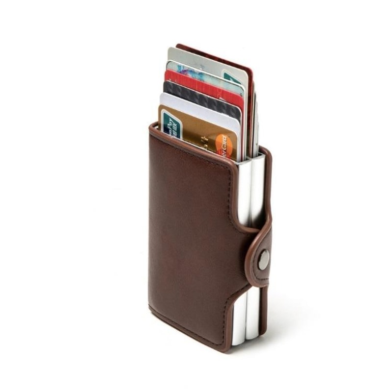 RFID Blocking Aluminum PopUp Card Holder Wallet Slim Metal Card Case 3