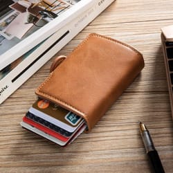 rfid blocking aluminum pop-up card holder wallet slim metal card case