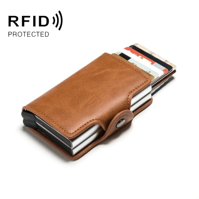 RFID Blocking Aluminum PopUp Card Holder Wallet Slim Metal Card Case 5