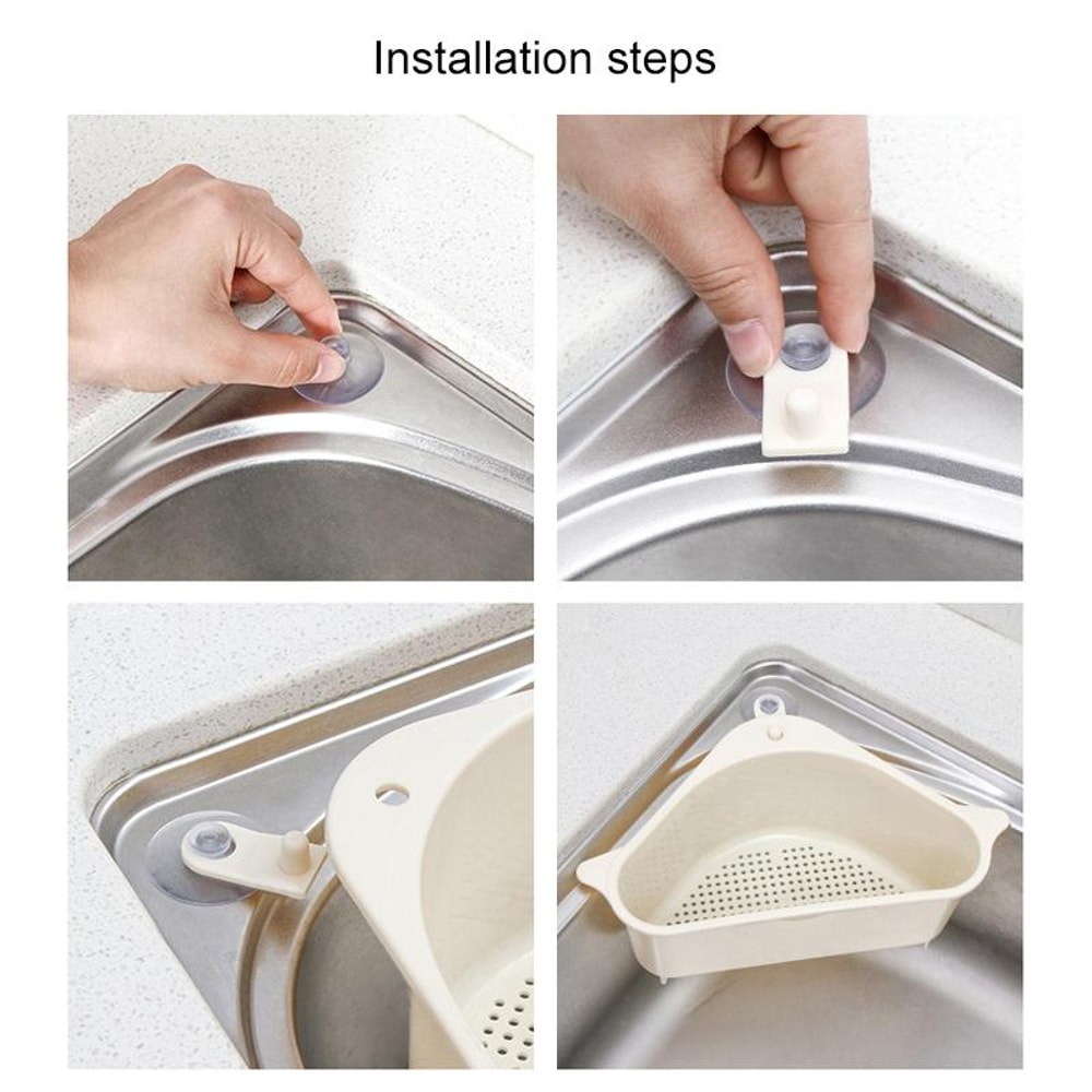 Triangle Kitchen Sink Drain Rack Suction Cup Vegetable Organizer Basket