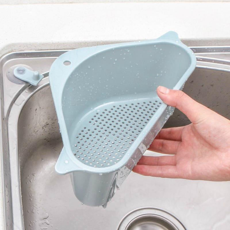 Triangle Kitchen Sink Drain Rack Suction Cup Vegetable Organizer Basket