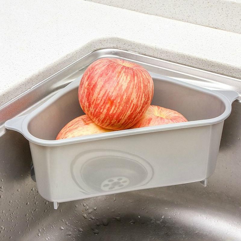 Triangle Kitchen Sink Drain Rack Suction Cup Vegetable Organizer Basket