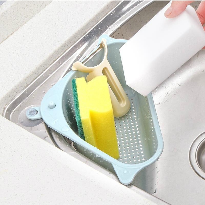 Triangle Kitchen Sink Drain Rack Suction Cup Vegetable Organizer Basket
