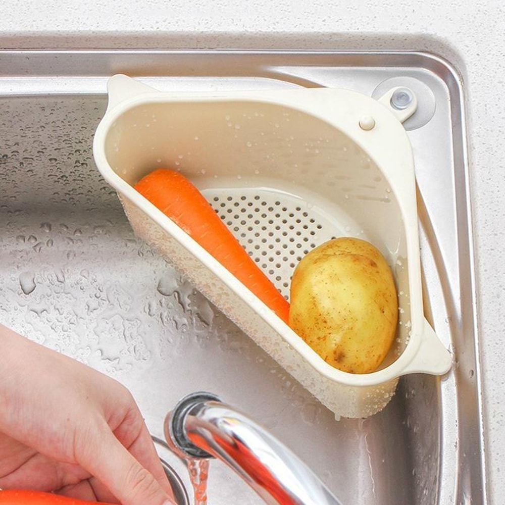 Triangle Kitchen Sink Drain Rack Suction Cup Vegetable Organizer Basket