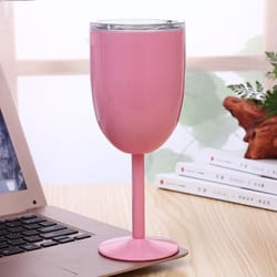 insulated wine tumbler stainless steel wine cup vacuum goblet with lid