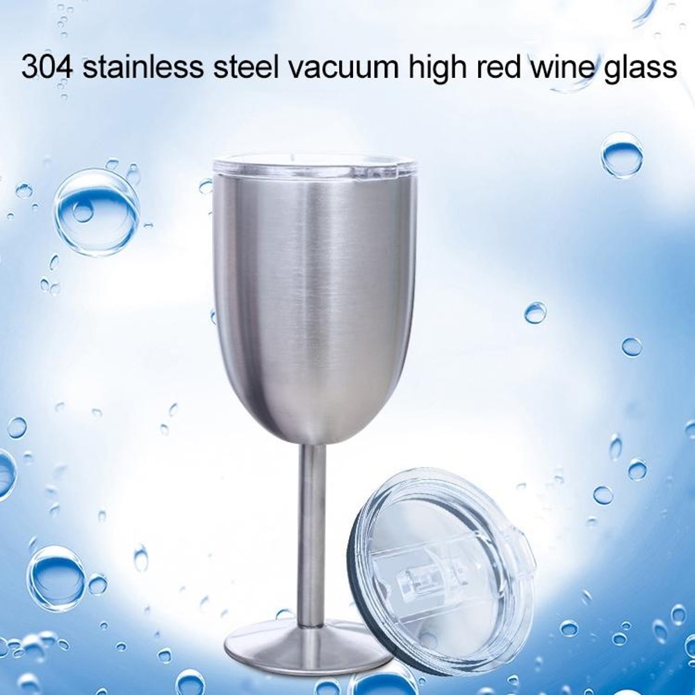 Insulated Wine Tumbler Stainless Steel Wine Cup Vacuum Goblet With Lid 1