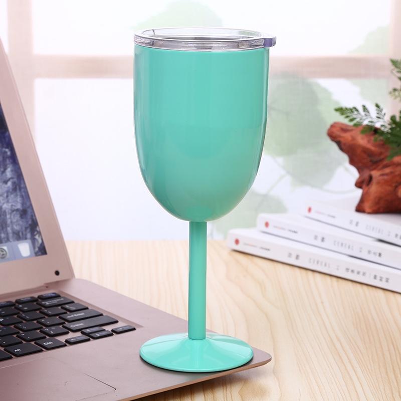 Insulated Wine Tumbler Stainless Steel Wine Cup Vacuum Goblet With Lid 7