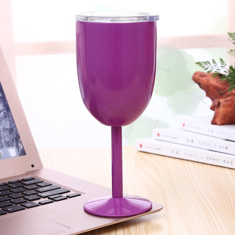 Insulated Wine Tumbler Stainless Steel Wine Cup Vacuum Goblet with Lid