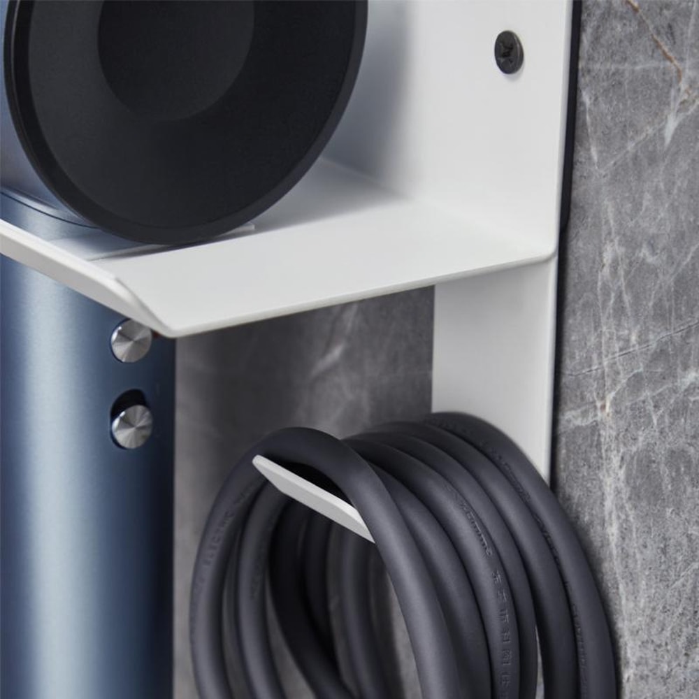 Wall Mounted Hair Dryer Holder with Cord Organizer for Bathroom Storage