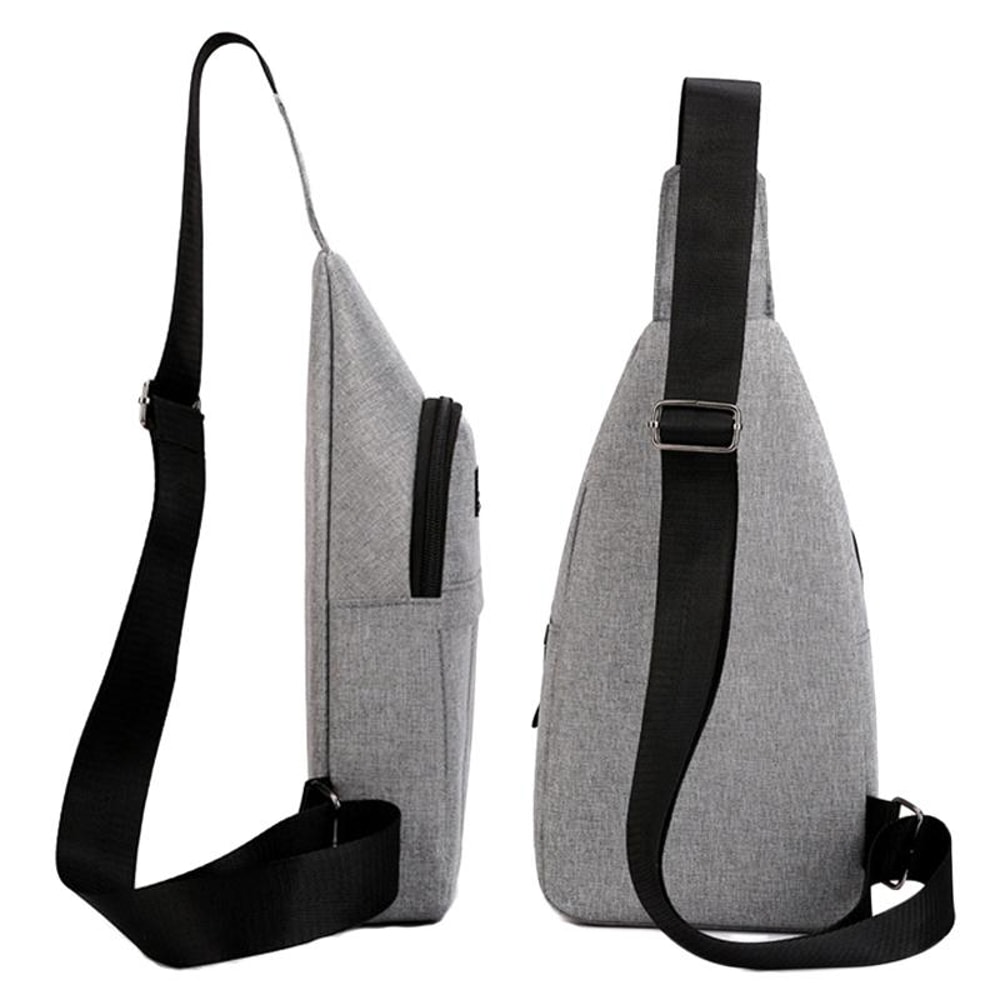 Men Canvas Chest Bag Crossbody Sling With Headphone Port Multi Pocket Travel Shoulder Bag 3