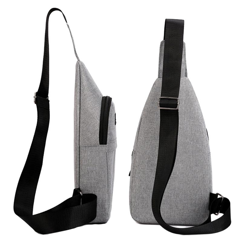 Men Canvas Chest Bag Crossbody Sling With Headphone Port Multi Pocket Travel Shoulder Bag 3