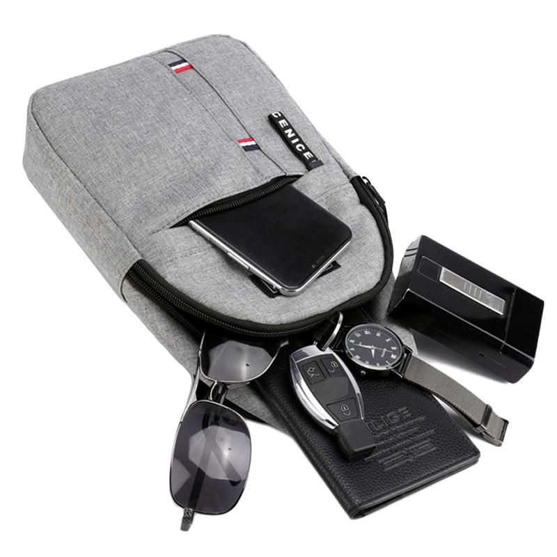 Men Canvas Chest Bag Crossbody Sling With Headphone Port Multi Pocket Travel Shoulder Bag 5