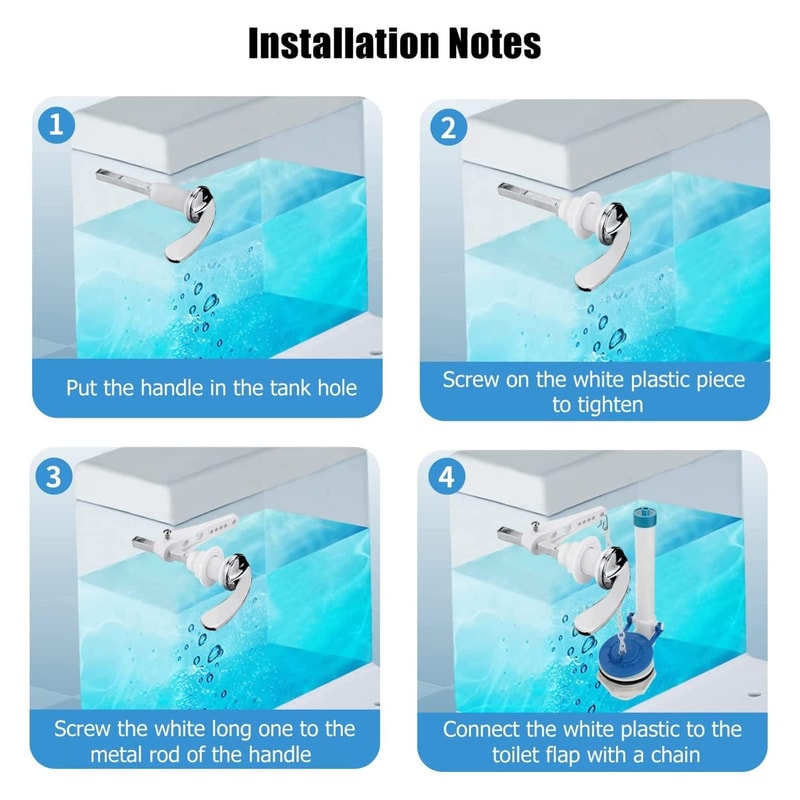 Universal Toilet Flush Handle Replacement Kit with Zinc Alloy Lever and Chain