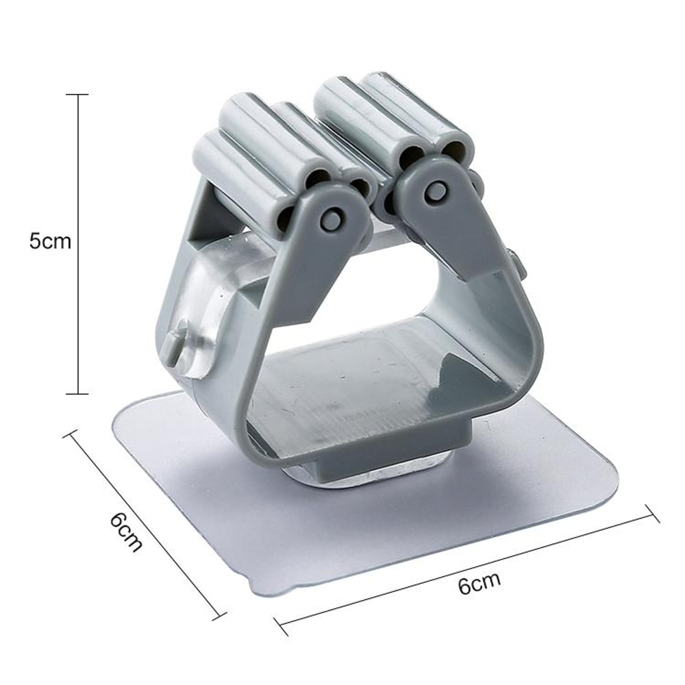 Wall Mounted Mop Holder Adhesive Broom Hanger Clip Organizer for Kitchen Bathroom Storage