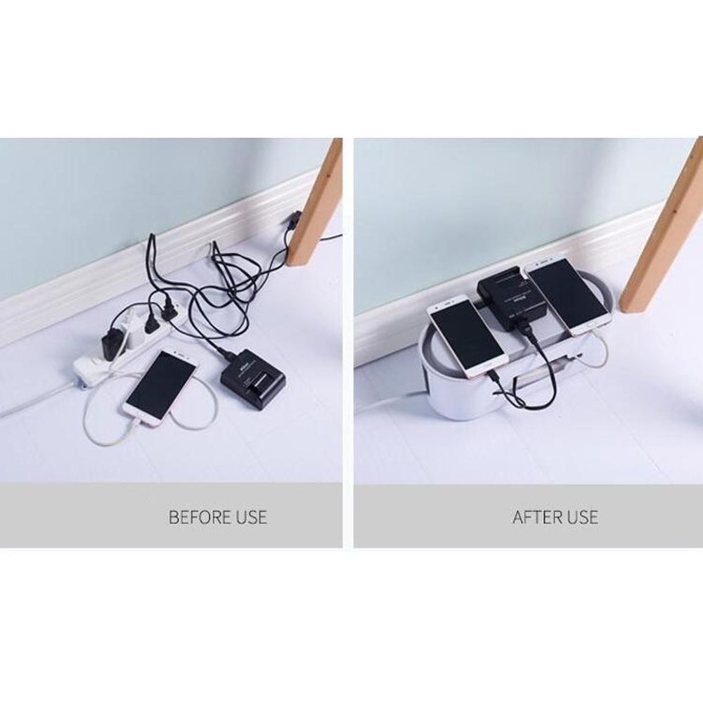 Multi-Purpose Cable Management Box Power Strip Organizer for Desk & Home Charging Storage