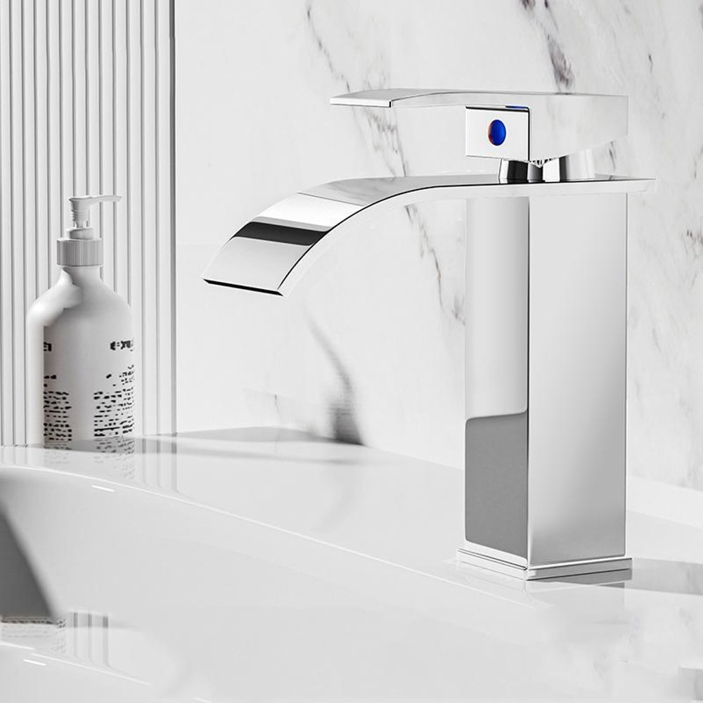 Waterfall Bathroom Faucet Stainless Steel Hot Cold Mixer Tap For Sink Basin 8