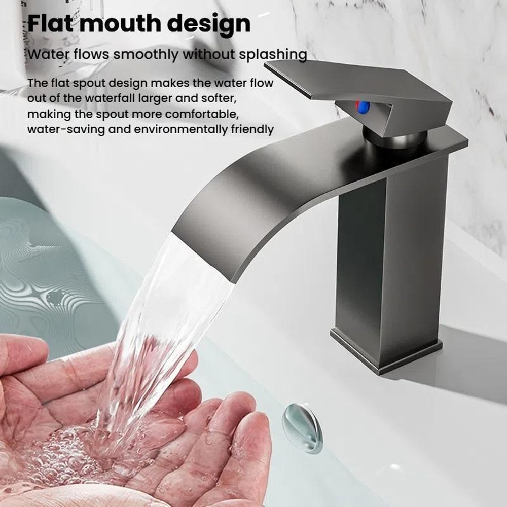 Waterfall Bathroom Faucet Stainless Steel Hot Cold Mixer Tap For Sink Basin 1