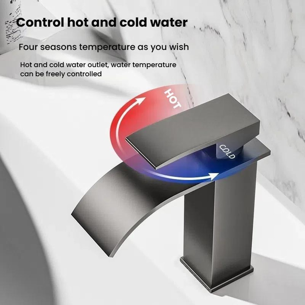 Waterfall Bathroom Faucet Stainless Steel Hot Cold Mixer Tap For Sink Basin 2