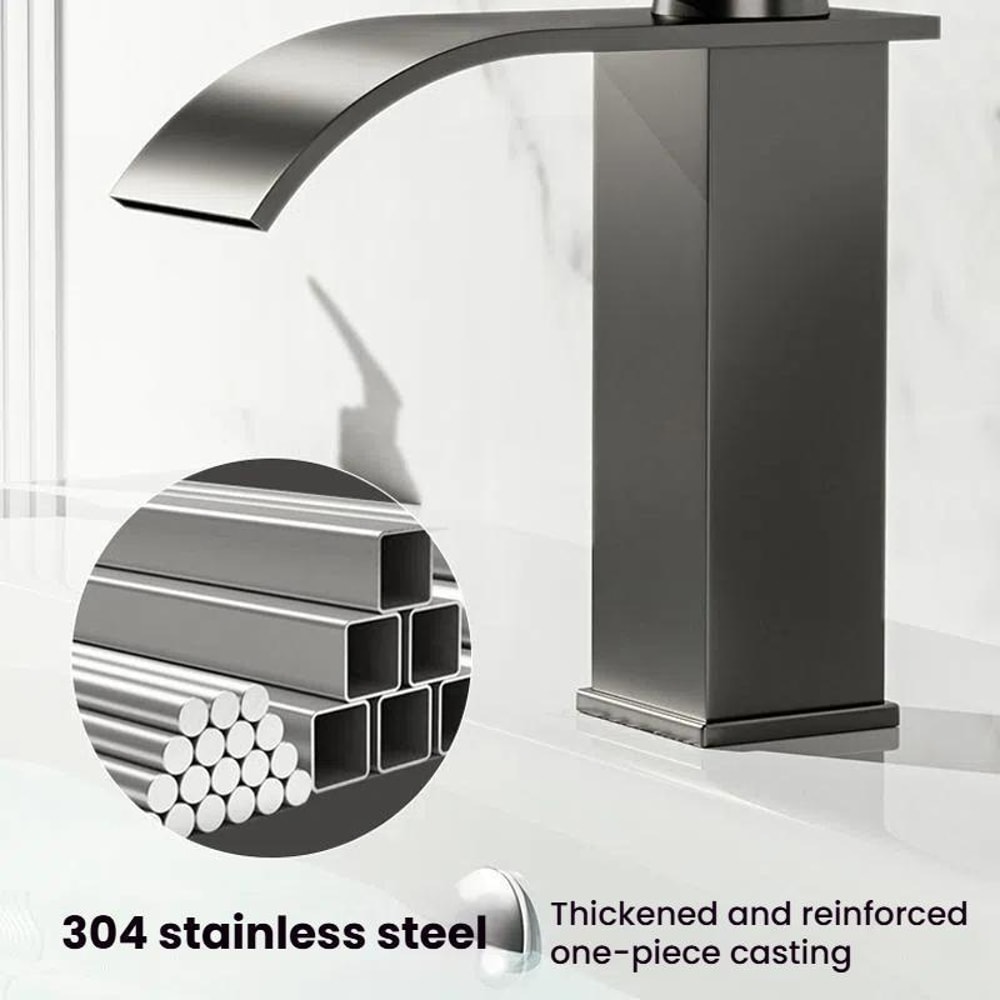 Waterfall Bathroom Faucet Stainless Steel Hot Cold Mixer Tap For Sink Basin 4