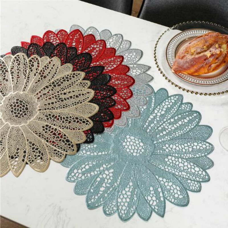 Sunflower Shape PVC Heat Resistant Dining Table Placemat Kitchen Decor Mat