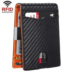 rfid blocking leather card holder wallet with coin pocket slim anti-theft credit card wallet