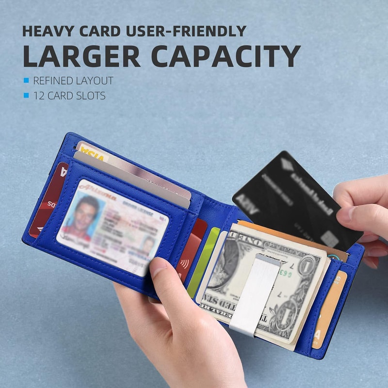 RFID Blocking Leather Card Holder Wallet With Coin Pocket Slim AntiTheft Credit Card Wallet 4