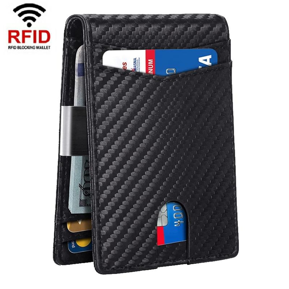 RFID Blocking Leather Card Holder Wallet with Coin Pocket Slim Anti-Theft Credit Card Wallet