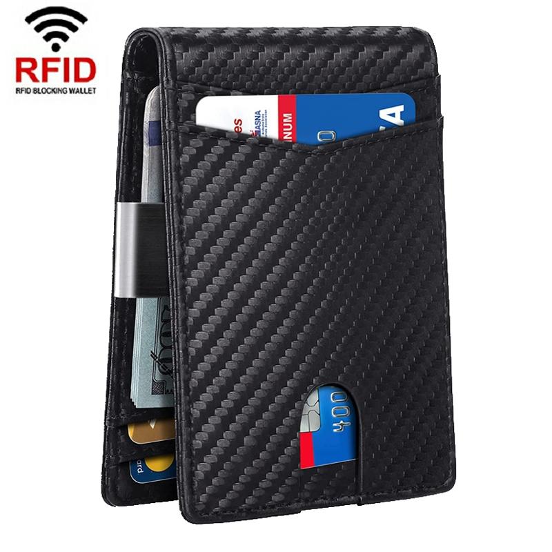 RFID Blocking Leather Card Holder Wallet with Coin Pocket Slim Anti-Theft Credit Card Wallet