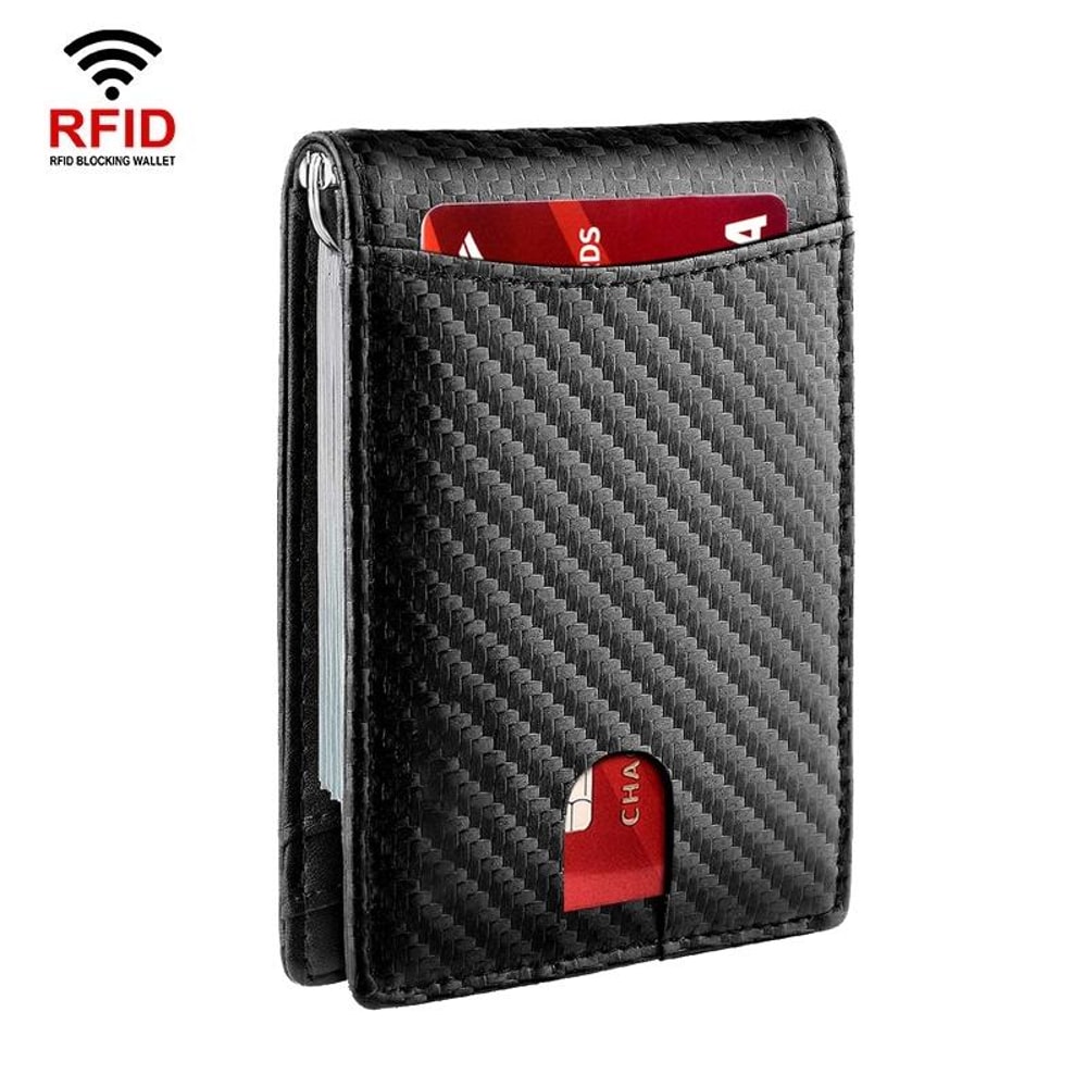 RFID Blocking Leather Card Holder Wallet with Coin Pocket Slim Anti-Theft Credit Card Wallet