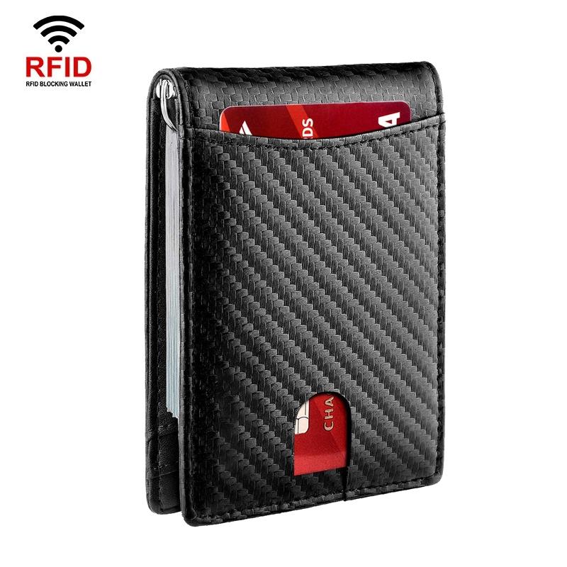RFID Blocking Leather Card Holder Wallet with Coin Pocket Slim Anti-Theft Credit Card Wallet