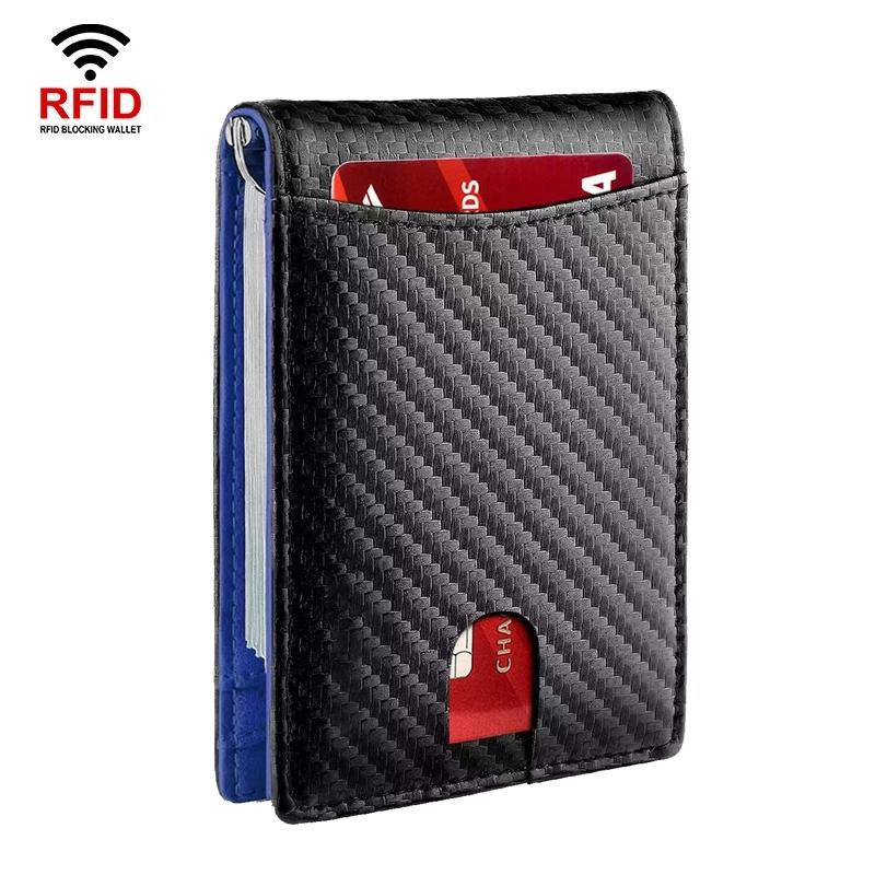 RFID Blocking Leather Card Holder Wallet with Coin Pocket Slim Anti-Theft Credit Card Wallet