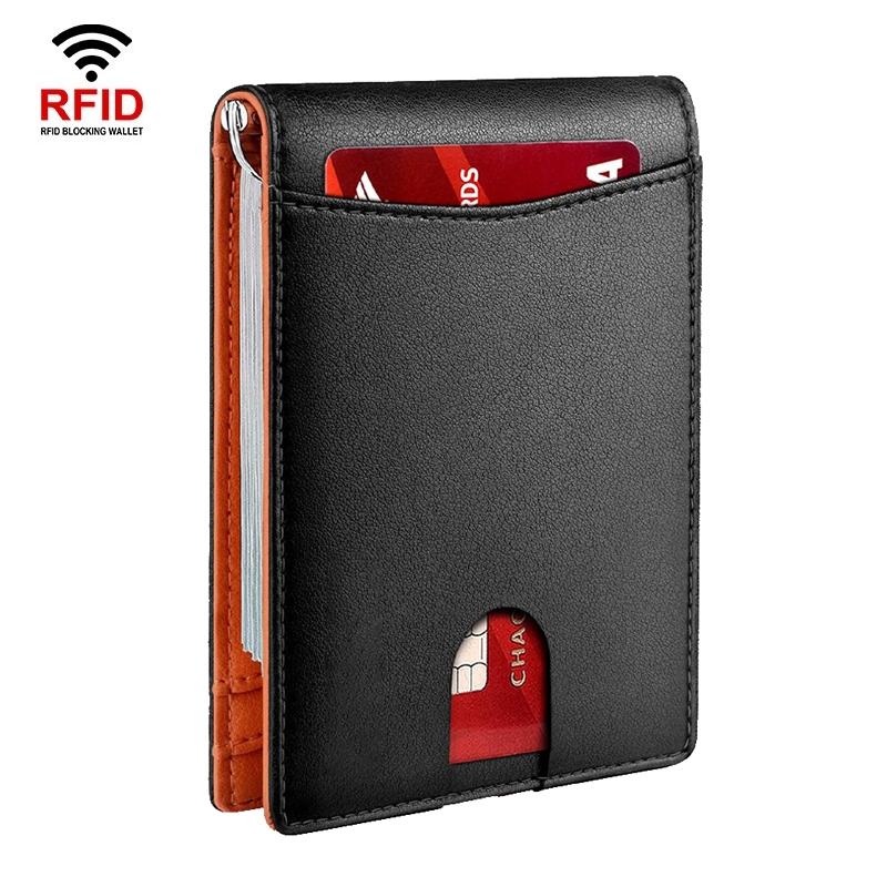 RFID Blocking Leather Card Holder Wallet with Coin Pocket Slim Anti-Theft Credit Card Wallet