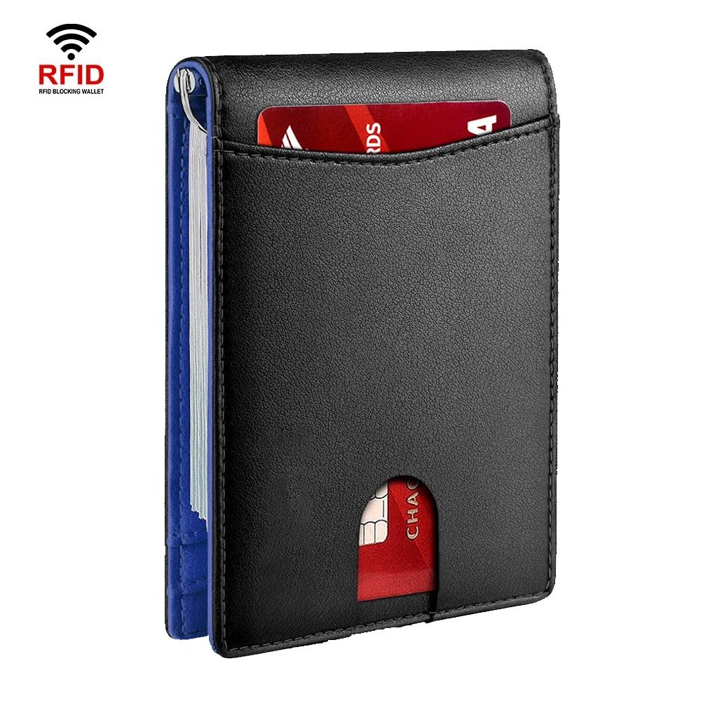 RFID Blocking Leather Card Holder Wallet with Coin Pocket Slim Anti-Theft Credit Card Wallet