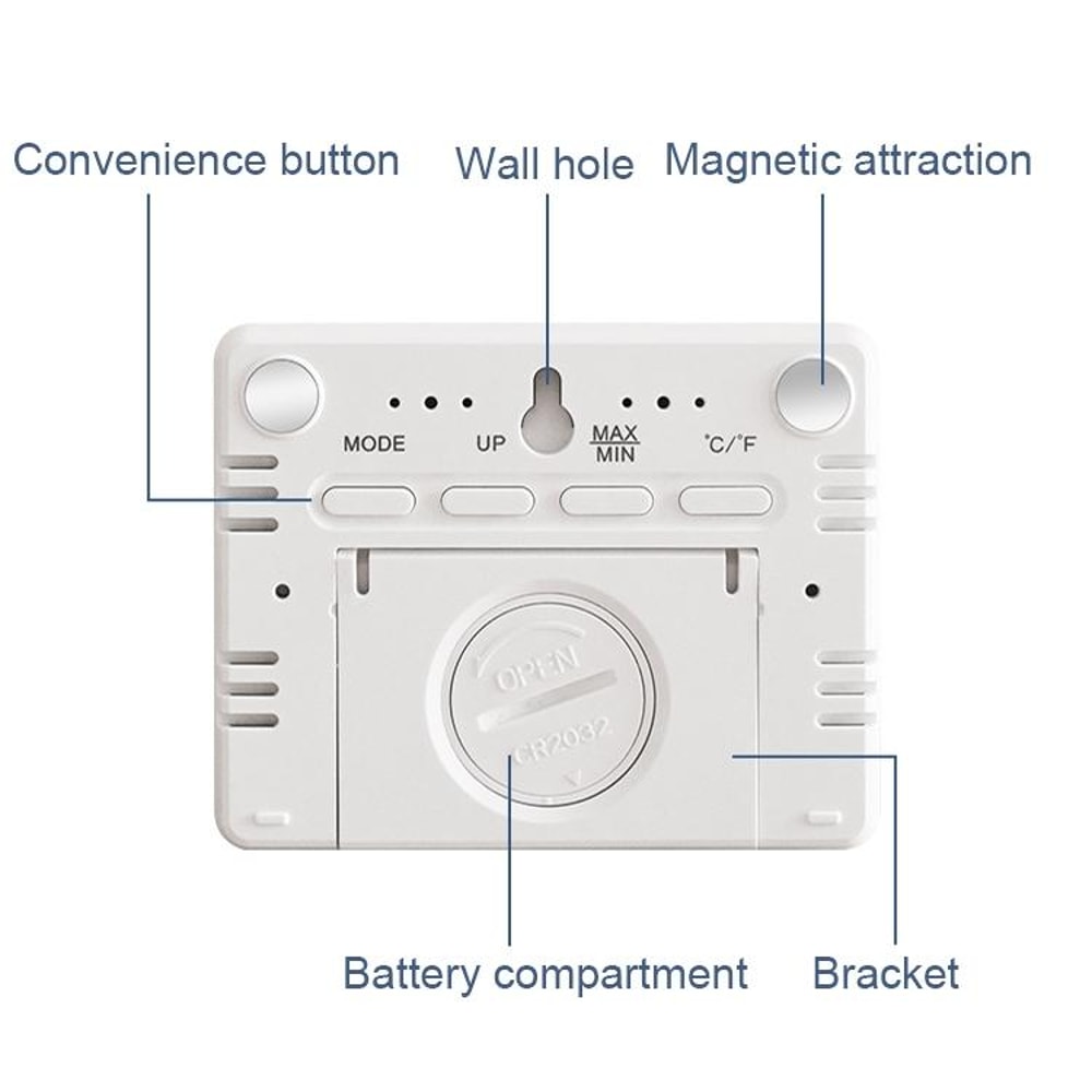 Magnetic Digital Clock With Temperature Humidity Display Wall Mount LCD Alarm Clock 3