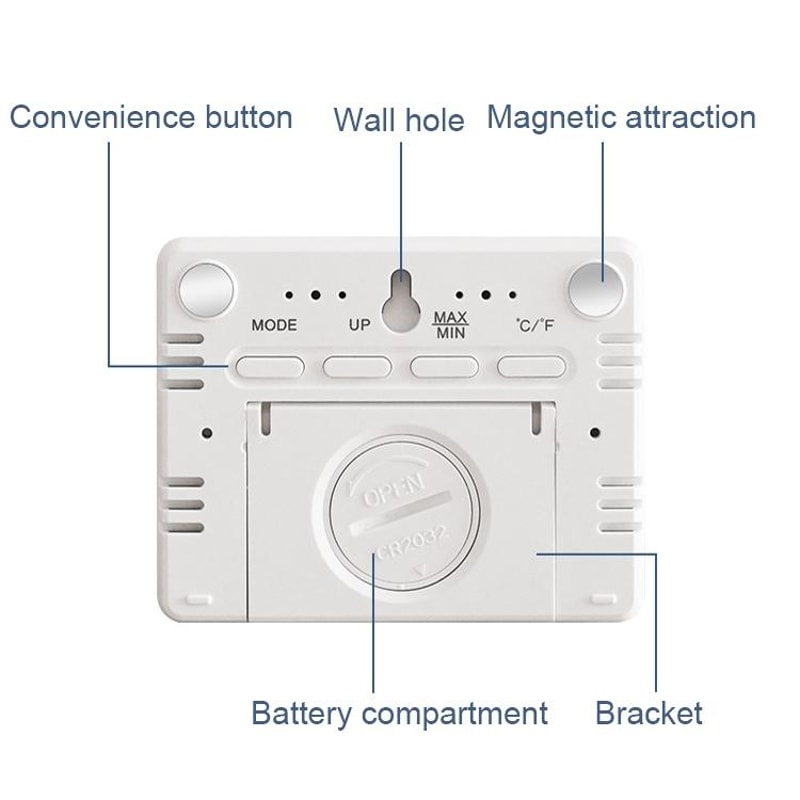 Magnetic Digital Clock With Temperature Humidity Display Wall Mount LCD Alarm Clock 3