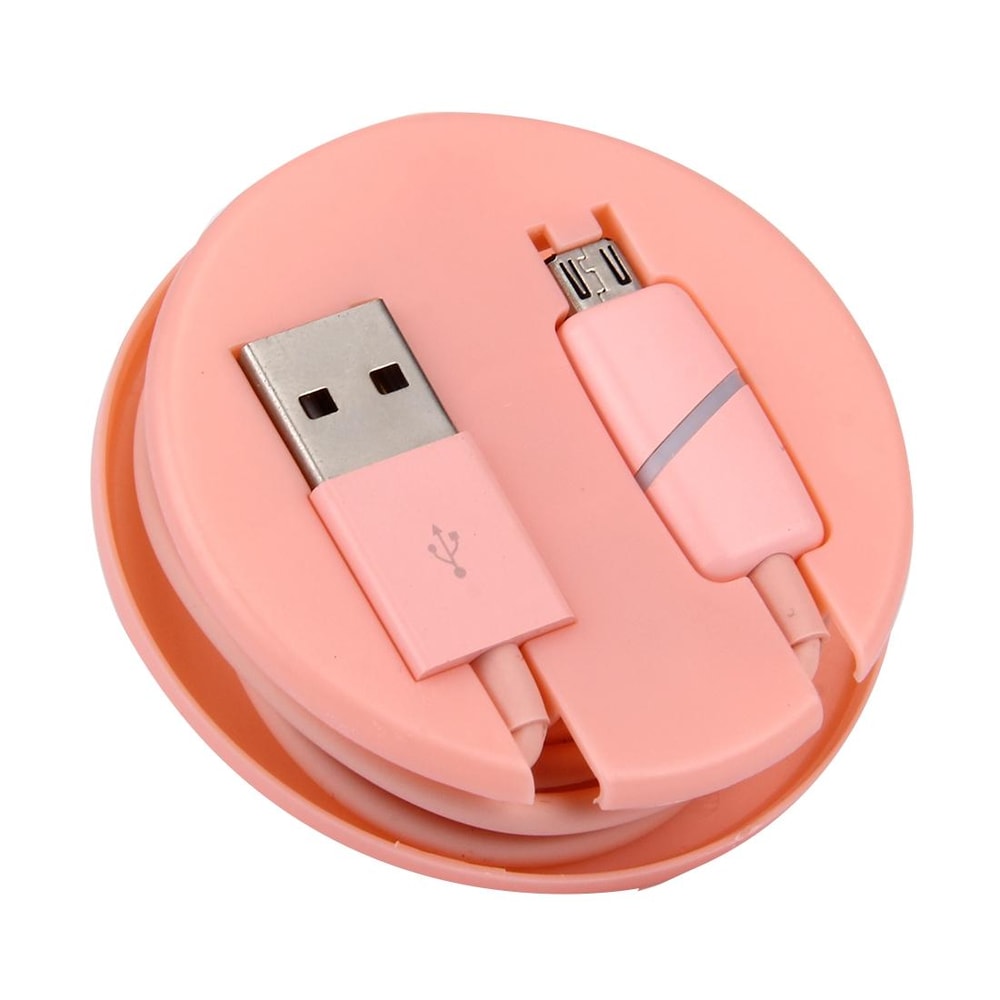 LED Micro USB Cable With Indicator Light Bobbin Storage Case 1M Fast Charging Data Sync Cord 1