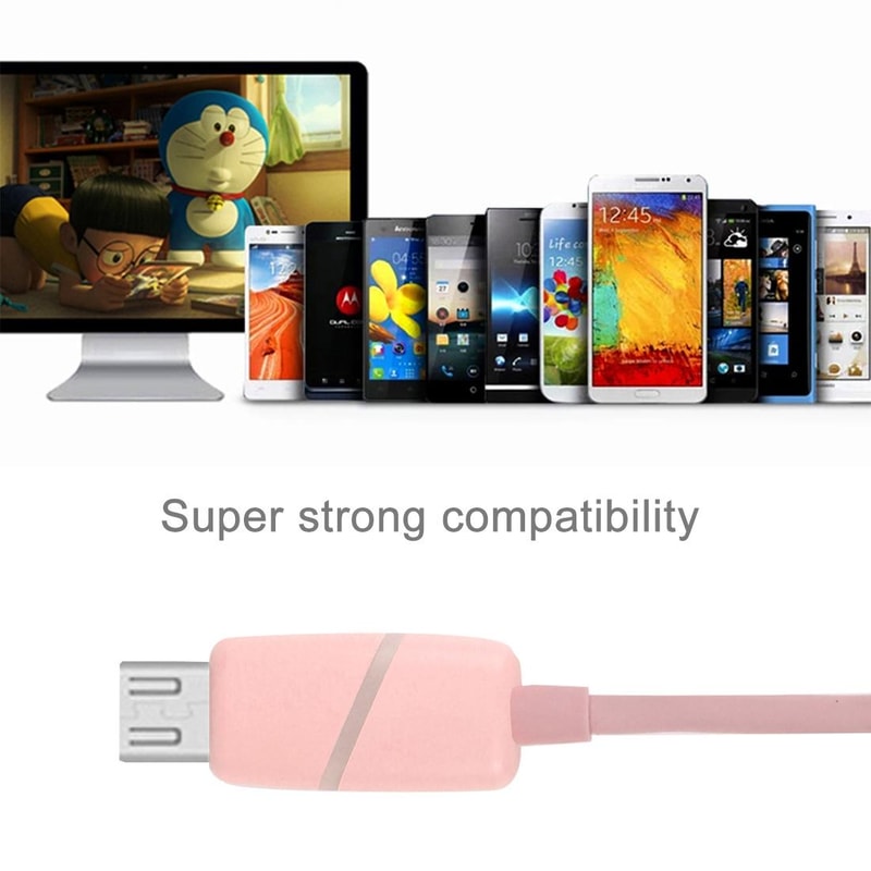 LED Micro USB Cable With Indicator Light Bobbin Storage Case 1M Fast Charging Data Sync Cord 6