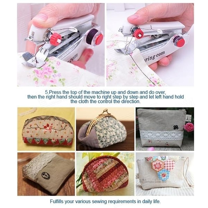 Handheld Mini Sewing Machine Portable Quick Clothing Repair Tool for Fabric Fixes Travel Use