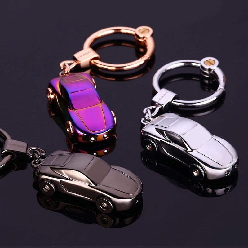 Metal Car Shape Decorative Keychain HolderRandom Color Delivery