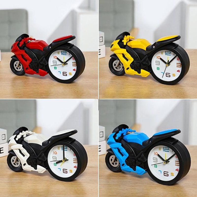 Creative Motorcycle Alarm Clock For Kids Bedroom Desk Novelty Motorbike Clock Decor Gift 0