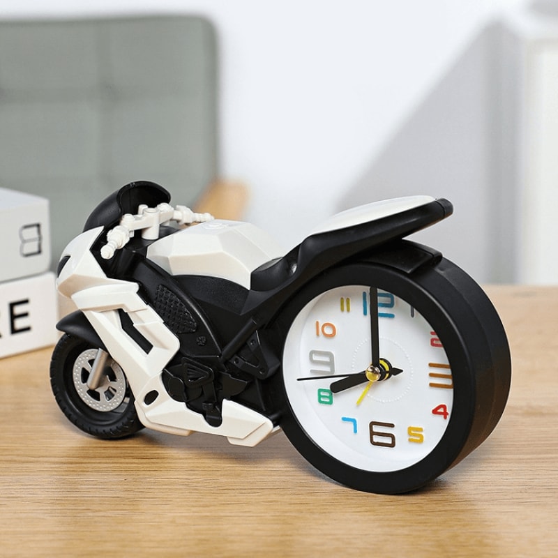 Creative Motorcycle Alarm Clock For Kids Bedroom Desk Novelty Motorbike Clock Decor Gift 9