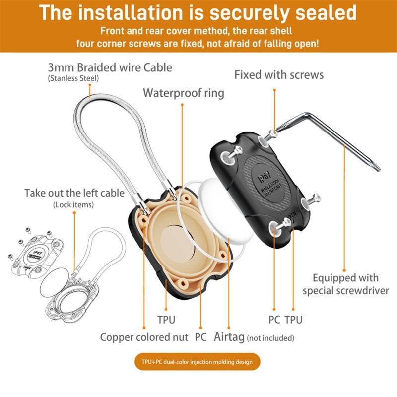Waterproof AirTag Protective Case With Rope Keychain For 1st 2nd Gen Locator Durable Pet Travel C 2