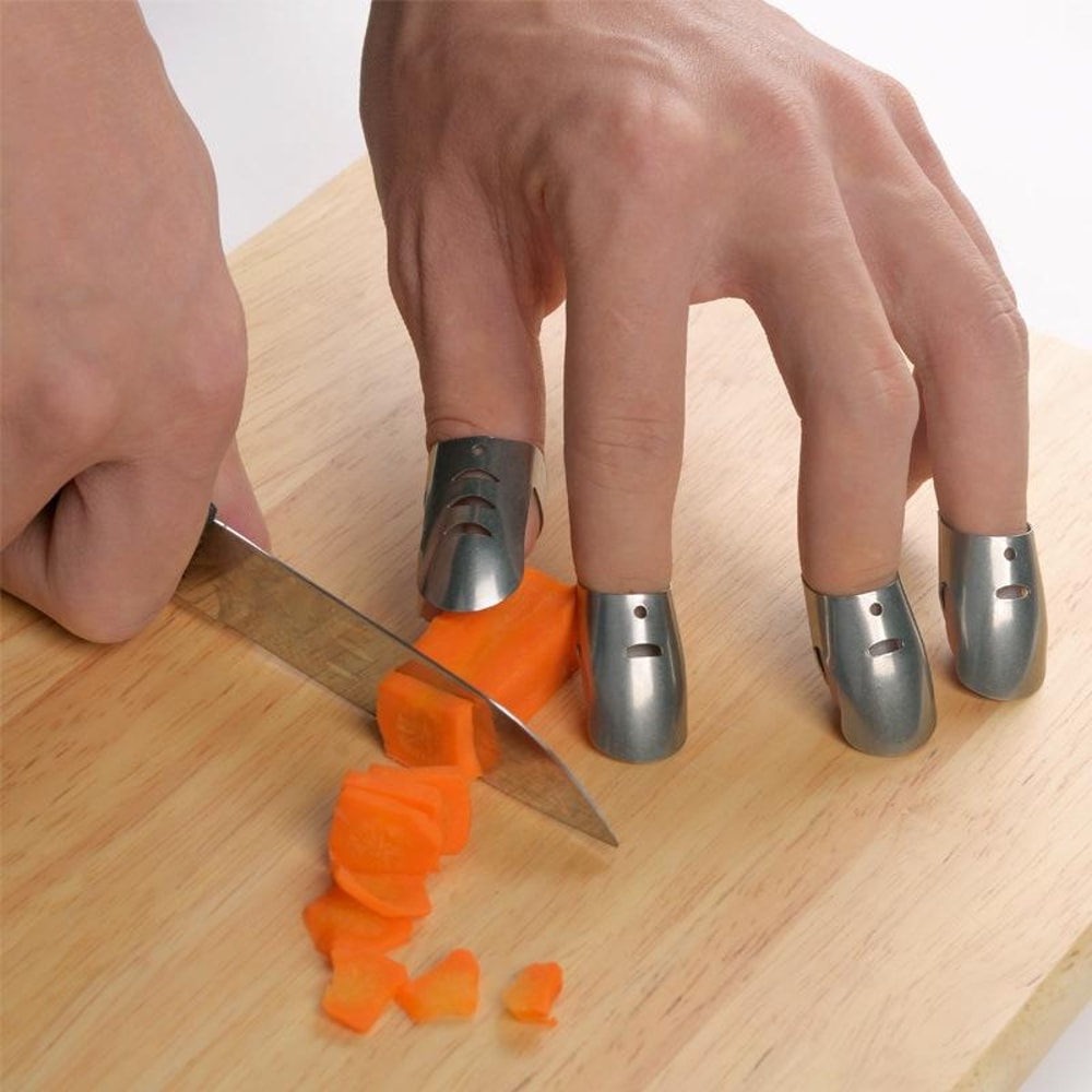 Adjustable Stainless Steel Finger Guard Set for Safe Slicing and Chopping