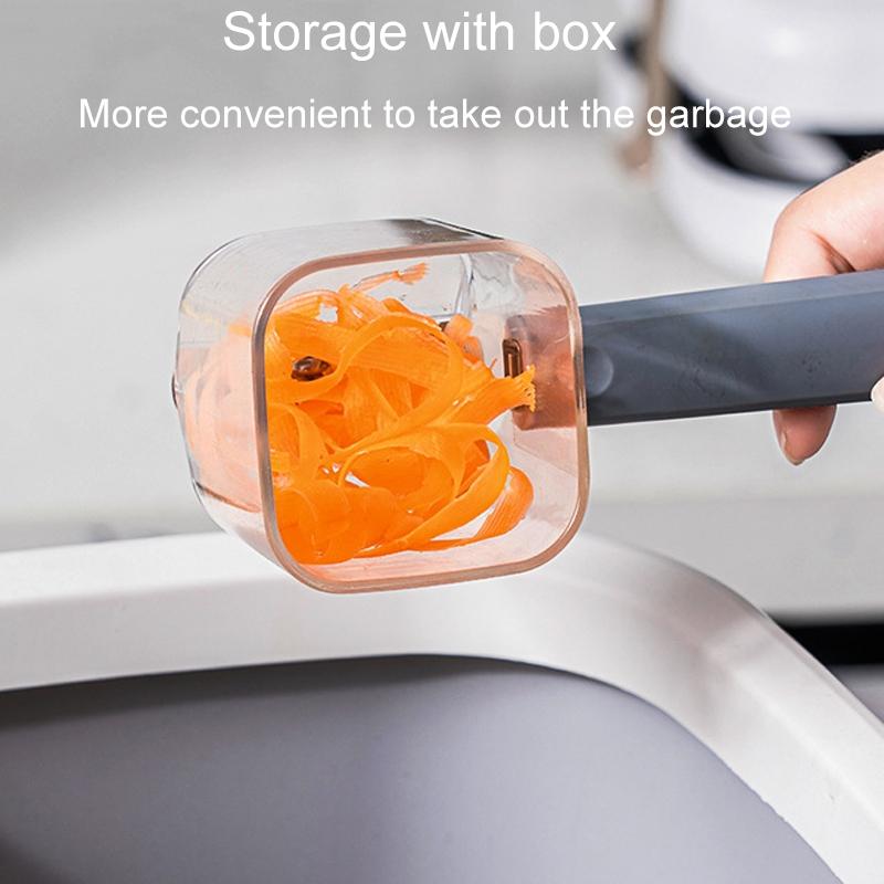 Stainless Steel Vegetable Peeler With Long Handle And Storage Box 3