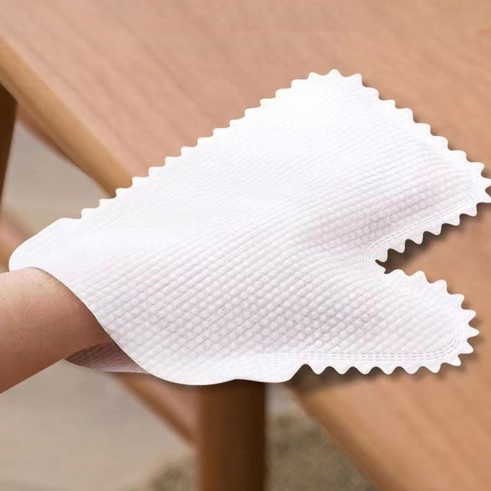 Fish Scale Reusable Dust Removal Cleaning Mittens, Washable Non Woven Cleaning Gloves, White