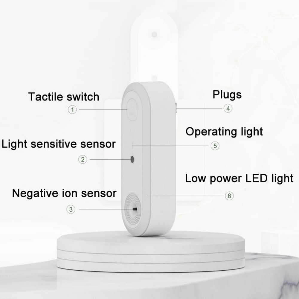 Negative Ion Air Purifier LED Night Light Intelligent Sensor Plugin Air Cleaner For Bedroom Sleep S 3